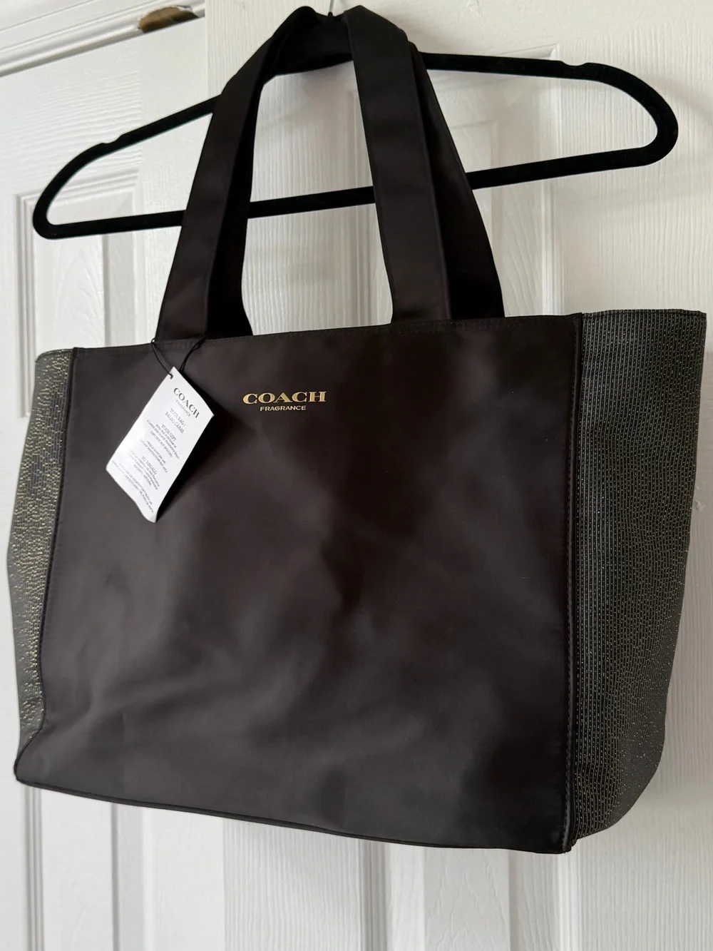 NWT COACH FRAGRANCE ✨🖤 Black & Gold Metallic Tote